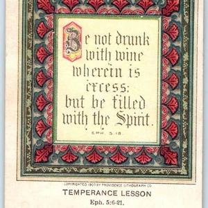 Ef. 1908 Tarjeta comercial con imagen de lección de Berean sin borracho de alcoholismo 5:18 Jesús Dios C8 - Imagen 1 de 3
