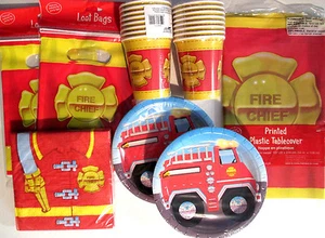 FIRE FIGHTER - Birthday Party Supplies Set Pack Kit w/ Loot Bags   - Picture 1 of 1