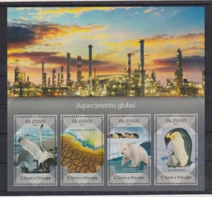 J597. S.Tome E Principe - Nuovo di zecca - 2014 - Natura - Animali - Riscaldamento globale - Foto 1 di 1