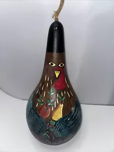 Handpainted Thanksgiving Turkey Gourd ONE OF A KIND Large FolkArt 15 Inches Talk - Picture 1 of 7