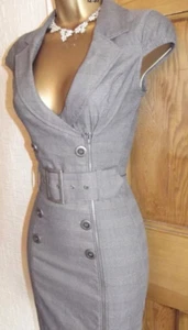 JANE NORMAN Grey pencil mini dress Party/Work Office Size 12 14 Secretary - Picture 1 of 5