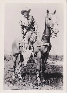 Roy Rogers with his horse Trigger, Cowboy, singer, actor, signed 5x7 B&W Photo - Picture 1 of 1