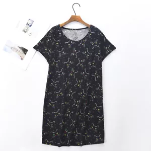 Women Nightdress Nighties Cartoon Print Short Sleeve Nightgown Nightshirt Pyjama - Picture 1 of 91