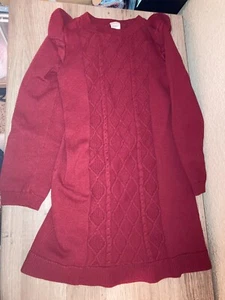 Carter's Dark Red Sweater Dress 5 Cable Knit Ruffle Long Sleeve 100% Cotton - Picture 1 of 3