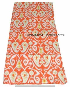 Reina Ikat Estampado Verano Naranja Kantha Colcha Bohemio Algodón Cuarto D ? Cor - Imagen 1 de 4