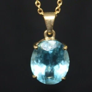 100% Genuine 9K Solid Yellow Gold Huge 5.05cts Oval Cut Natural Topaz Pendant - Picture 1 of 10