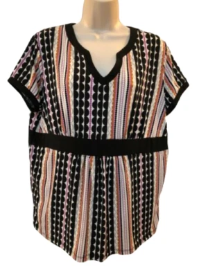 Женский многоцветный топ Merona размер XXL эластичный с коротким рукавом - Изображение 1 из 4