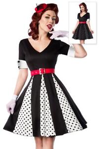 Retro Kleid Godet Kleid mit V-Ausschnitt Rockabilly Kleid 50er Jahre schwarz