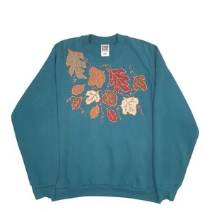 FRUIT OF THE LOOM Crewneck Made In USA Leaves Jumper Sweatshirt Mens L - Picture 1 of 7