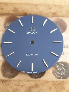 New Old Stock Omega De Ville watch dial, blue & silver, 27,4 mm., NOS - Foto 1 di 7
