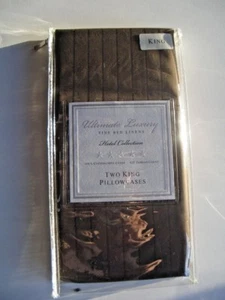 Ultimate Luxury Two King Pillow Case Sets Choose Striped Brown or Canvas 620TC - Picture 1 of 4