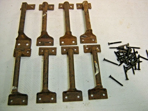 Salvage ~ Antique ~Set of 8 Cast Iron File Cabinet Pulls with screws       #1381 Cover