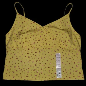 SO Yellow & Floral Wrap Front Cami Tank Top Women's Size XL - Picture 1 of 7