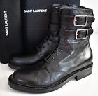 🆕️ SAINT LAURENT ARMY 20 Black Leather Buckled MILITARY Boots EUR-37 US-6.5/7