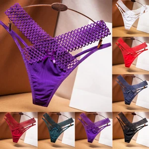 Women Ice Silk Hollow Out Underwear Thong Knicker Panties Briefs Lingerie Solid* - Picture 1 of 20