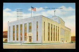 Post Post Postkarte Iowa IA Sioux Stadt Flagge Auto Straßenlaternen - Bild 1 von 2