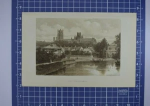 Ely Cathedral England 1895 Antique Book Plate 1800s print Heavy Paper - Foto 1 di 1