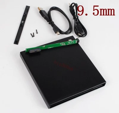 External USB 2.0 Slim Case Enclosure For 9.5mm SATA Laptop Tray Load CD DVD  - Image 1 of 4