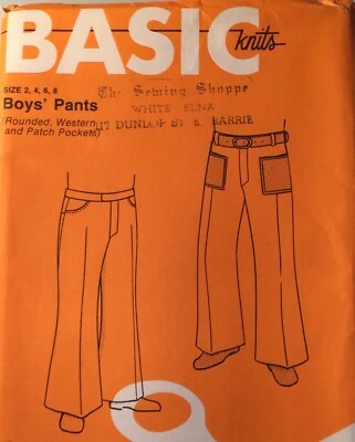 NEW & VINTAGE BASIC KNITS BOYS PANTS SEWING PATTERN SIZES 2-8 - Image 1 of 2