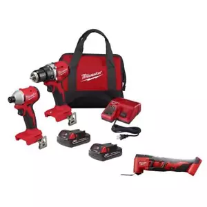 Milwaukee Compact Drill/Impact Combo Kit 18V Li-Ion Cordless w/ Oscillating Tool - Picture 1 of 10