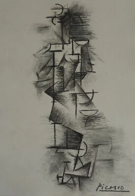 Rare unique Cubist drawing, Woman, signed Pablo Picasso - Image 1 of 4