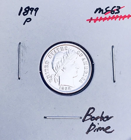 1899-P Philadelphia Mint Barber Dime, Superb Gem BU+++, RARE This Nice! E2 Cover