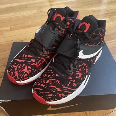 🔥NIKE KD 14 BLACK UNIVERSITY RED WHITE BRED KEVIN DURANT CW3935 006 MENS SZ 7 - Image 1 of 4