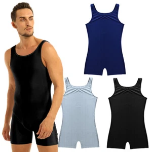 Mens Bodysuit Jumpsuit Leotard Training Swimwear Exercise One Piece Shapewear - Picture 1 of 54
