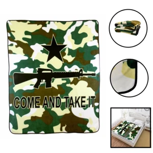 Come and Take it Blanket Rifle Blanket Camouflage Camo Political Gun Rights - Picture 1 of 6