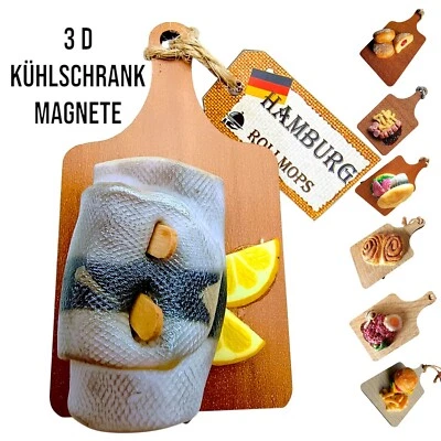 CHRIS VAN DER ELV 3 D KÜHLSCHRANKMAGNET HAMBURGER ROLLMOPS, frech, witzig, UNIKATE, Handarbeit,TOP