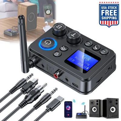 RX/TX Bluetooth 5.4 Transmitter Receiver 3.5mm AUX TV Home Stereo Audio Adapter - Image 1 of 4