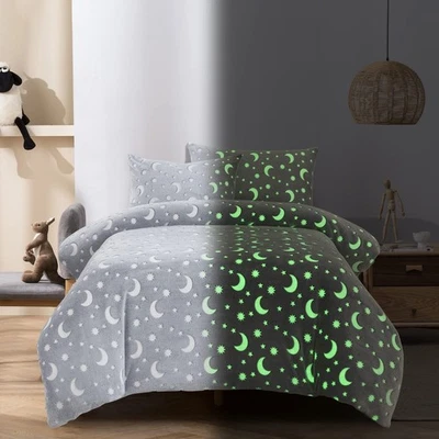 Glow in The Dark Duvet Cover Set for Kids Full/Queen Size, 3 Pieces Grey Soft... - Image 1 of 4
