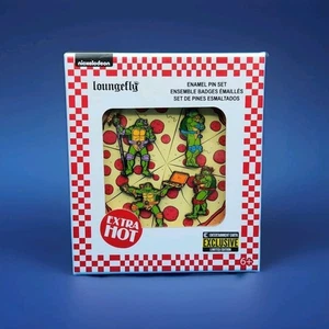 (NEU) Teenage Mutant Ninja Turtles 1 1/2 Zoll Emaille Pin 4 Stück Set Pizza  - Bild 1 von 2