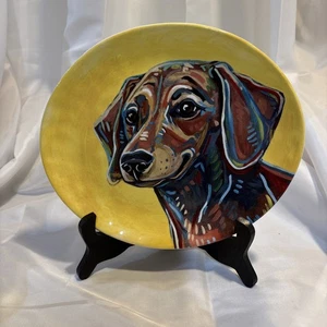 Pier 1 Imports Ironstone Dachshund Oval Dog Salad Plate - Picture 1 of 5