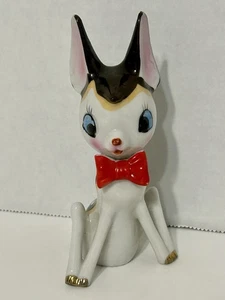 Vintage Anthropomorphic Deer ~ Kitschy Blue Eyed Deer Red Bow Tie ~ Christmas - Picture 1 of 10