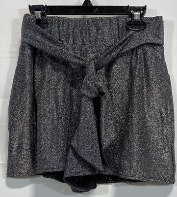 Express NWT Silver Metallic Glitter High Rise Tie Front Shorts Women's XXS - Image 1 of 4