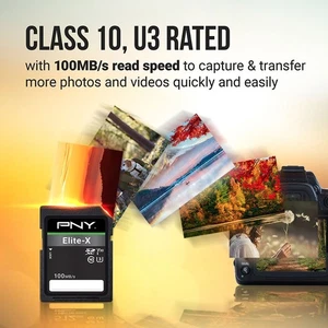 PNY 64GB Elite-X UHS-I SDXC Memory Card - BRAND NEW Canon Sony Nikon Panasonic + - Picture 1 of 7