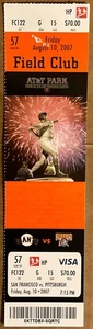 BARRY BONDS HOMERUN #758 8/10/2007 TICKET - Picture 1 of 2