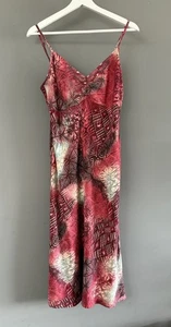 C&A Canda Burgundy Beige Summer Slip Strappy Sun Midi Dress Size 12 - Picture 1 of 6