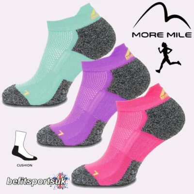 RUNNING SOCKS WOMENS LADIES SOFT COOLMAX MORE MILE GYM JOGGING ANKLE SOCK x3 - Image 1 of 4