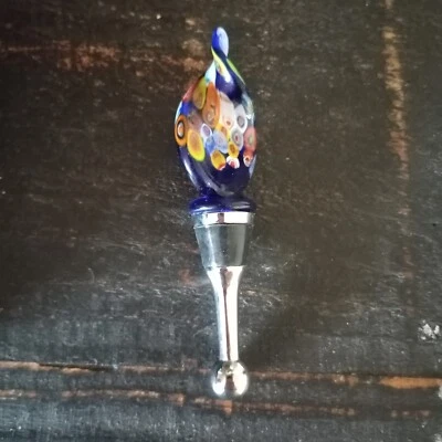 КРАСИВАЯ Муранская Цветная Пробка для Бутылки Вина Шампанского Millefiori Витое Стекло - Изображение 1 из 4