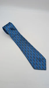Ralph Lauren 100% Silk Blue Black White Striped Neck Tie NEW - Picture 1 of 9