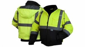 Hi-Vis Insulated Safety Bomber Road Work Reflective Jacket HIGH VISIBILITY M-5XL