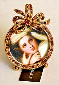 New JAY STRONGWATER FANNY BOW Ribbon Swarovski Crystals 2" Round Enamel Frame - Picture 1 of 6