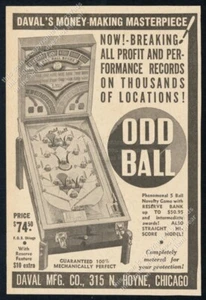 Máquina de pinball Daval Odd Ball 1938 foto anuncio impreso comercial vintage - Imagen 1 de 7