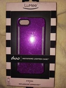 LUMee Duo Instafame Lighted Case For IPhone 8/7/6 - Purple Glitter - Picture 1 of 2