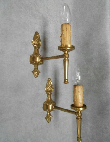 Pair  Vintage French Bronze WALL Light SCONCES Cover
