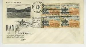 Range Conservation FDC 1961 Cachet Cover Scott #1176 4c Block Of 4 Stamps S7 - Picture 1 of 2