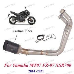 MT07 Exhaust Carbon Motorcycle Full System For Yamaha MT07 FZ-07 XSR700 14-21 - Picture 1 of 6