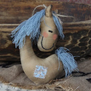 Diseño Árbol Decoración Caballo Pelo Azul 16 cm Largo Peluche Navidad Hecho a Mano - Imagen 1 de 1